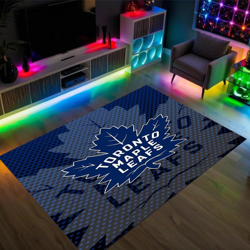 Toronto Maple Leafs Design Crystal Velvet Carpet Cozy Non?Slip Printed Rug For Bedroom Living Room Entrance