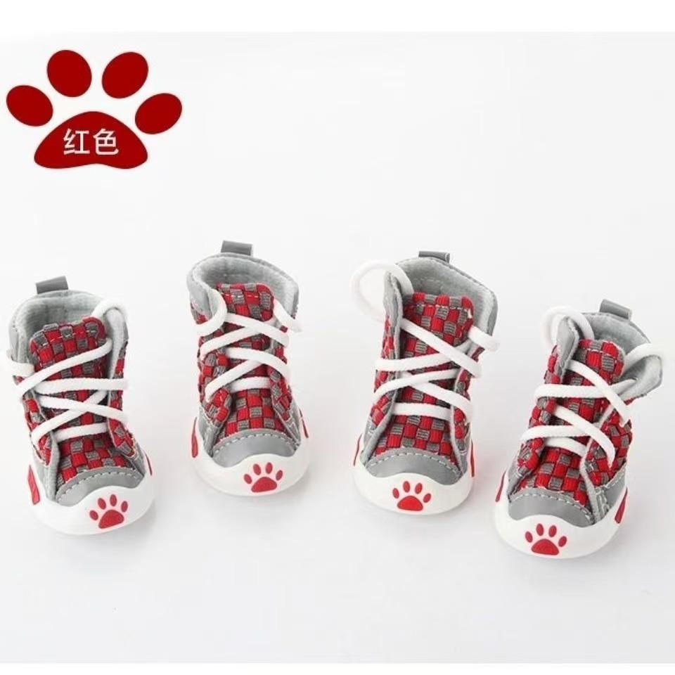 

Обувь для собак Плюшевые мишки Обувь на мягкой подошве Обувь для маленьких собак Щенки Нескользящая Дышащая Обувь Набор из 4 Летняя Обувь для Питомцев S красный