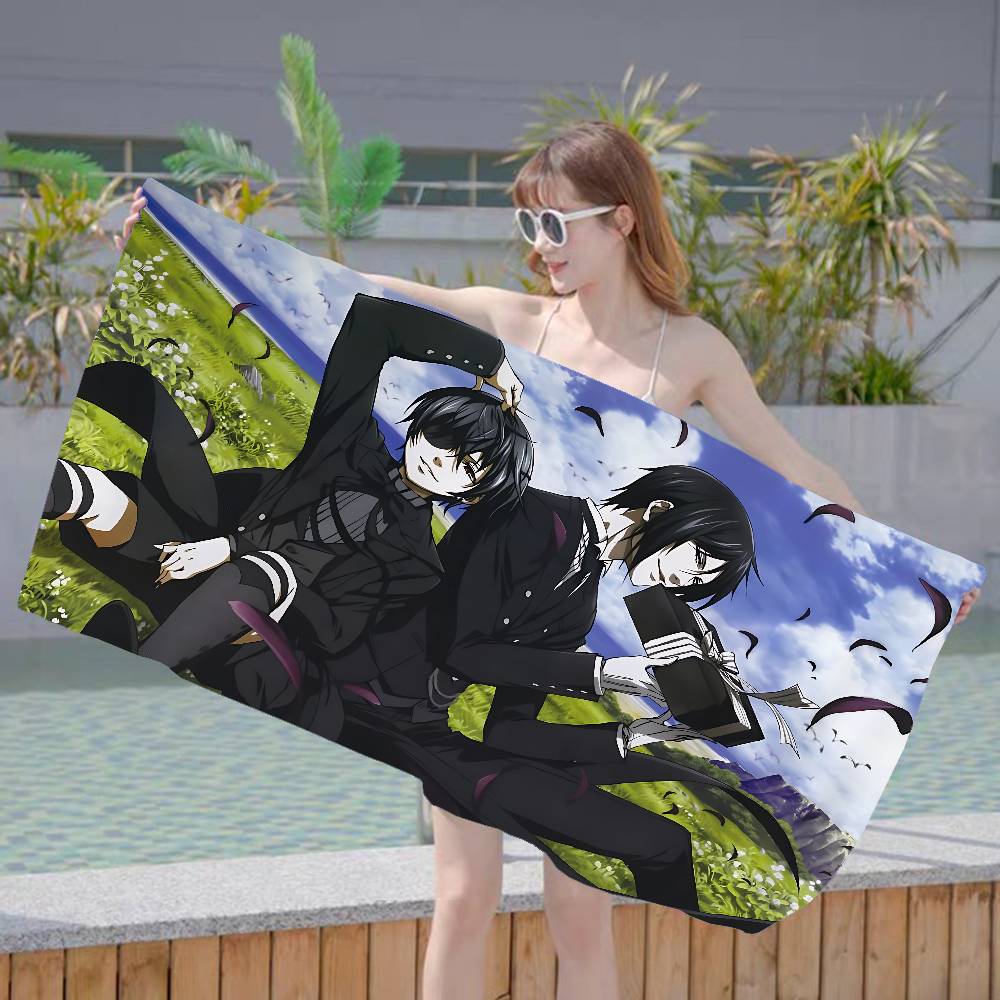 Manga Series Black Butlers Microfiber Printed Beach Towel Mountain Climbing Yoga Beach Swimming Running Absorbent Soft Towel