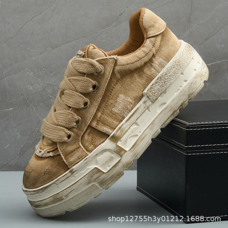 Fashion Retro Denim Sneakers Mens Summer Trend Casual Board Shoes Comfortable Platform Heightening Men Running Shoes Erkek Spor Ayakkabä