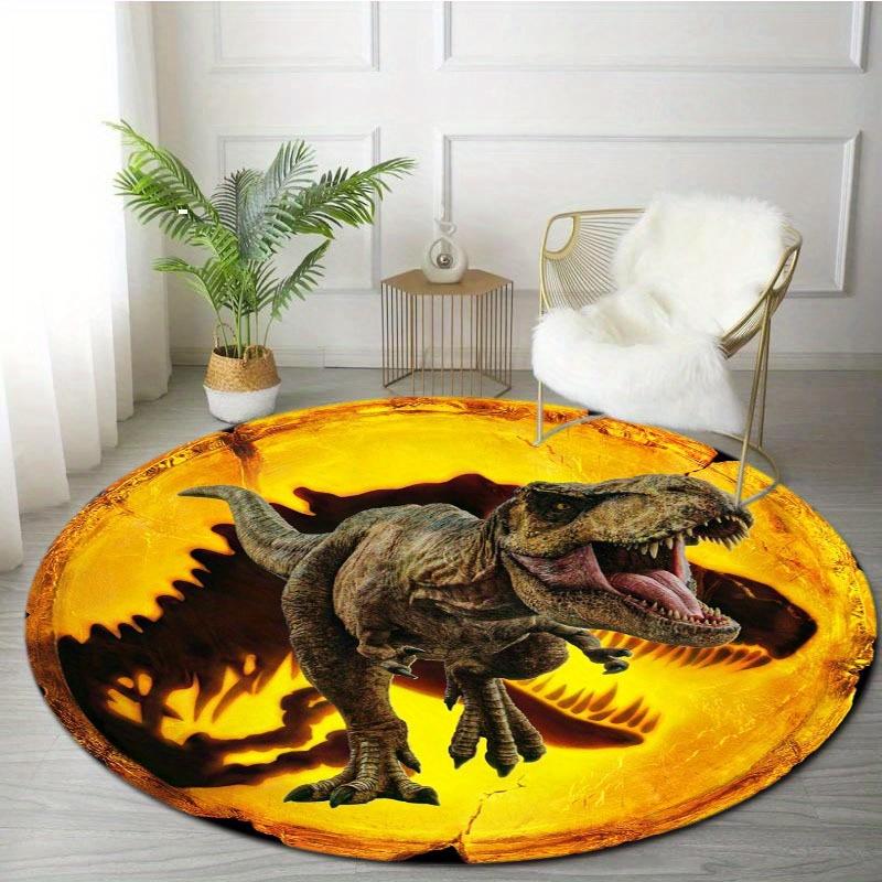 Round T-Rex Dinosaur Area Mat – Soft,Washable Polyester Floor Mat with Realistic 3D Design for Living Room,Bedroom,Office,or Outdoor Camping
