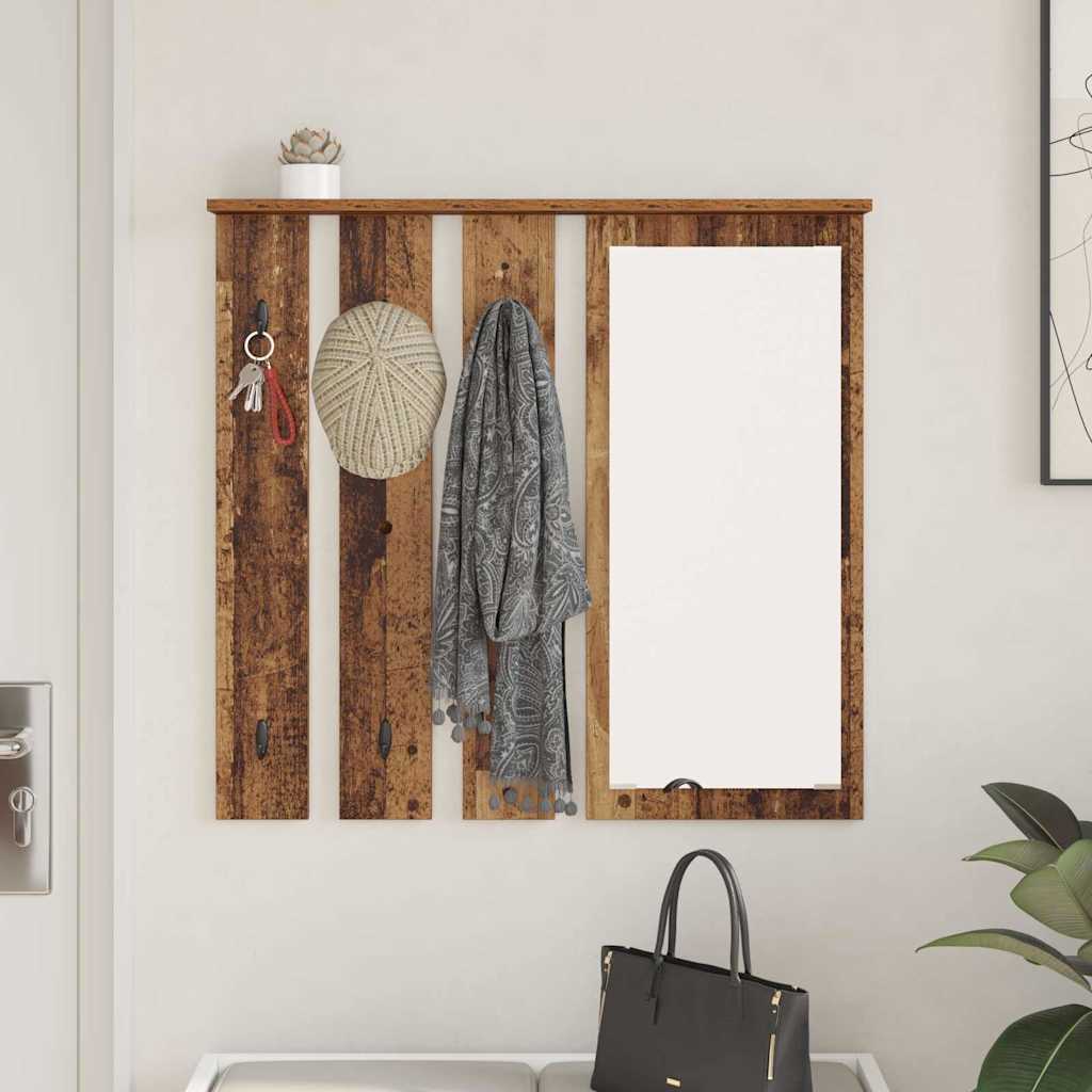 Wall Mounted Coat Rack with Shelf Reclaimed Wood Look 84 x 10 x 80 cm