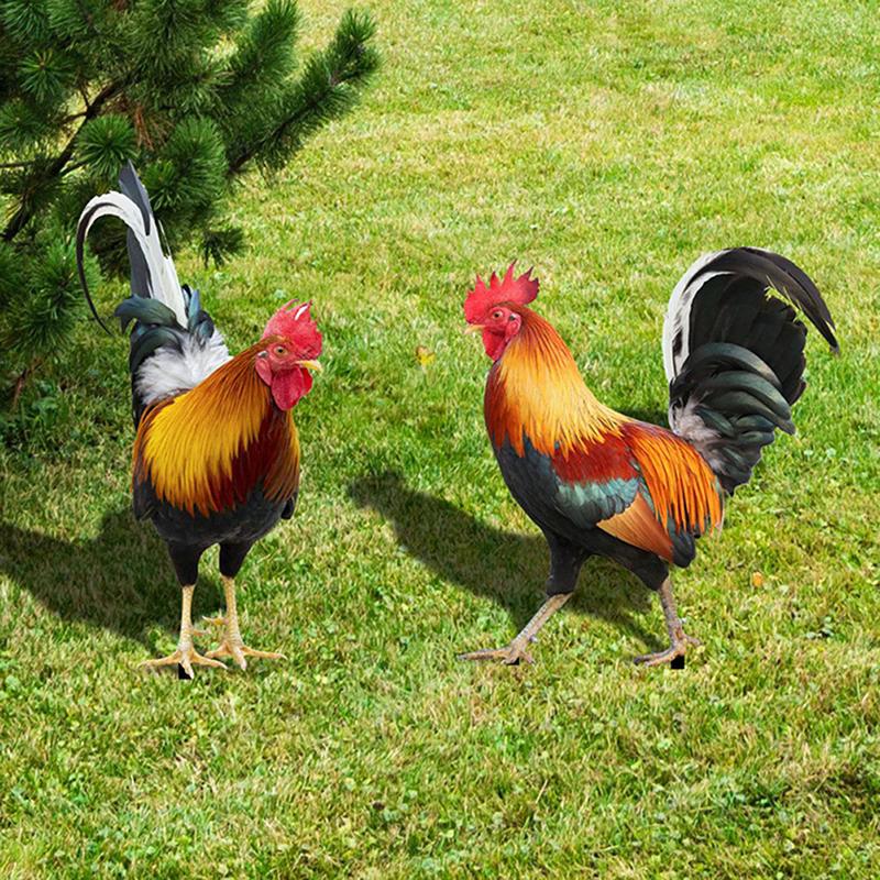 Acrylic Garden Rooster Statue Chicken Sculpture For Yard Decor Weatherproof Hen Figurine For Patio Backyard Home Decoration