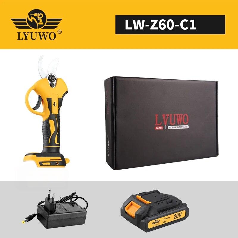 

LYUWO Rechargeable Wireless Pruning Scissors, Fruit Tree Potted Pruning Electric Tool, 20V Brushless, 30mm LW-Z60-C1