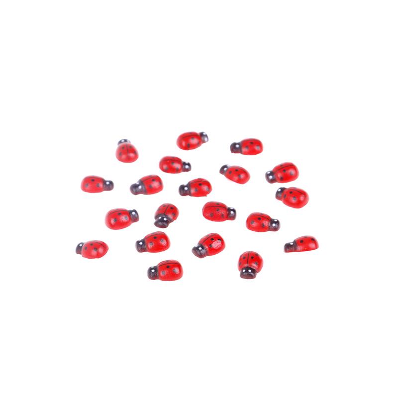 5/10/100pc Wooden/resin Ladybird Sticker DIY Craft Ladybug Wall Decal Home Party Decoration Children Kid Painted Adhesive Back