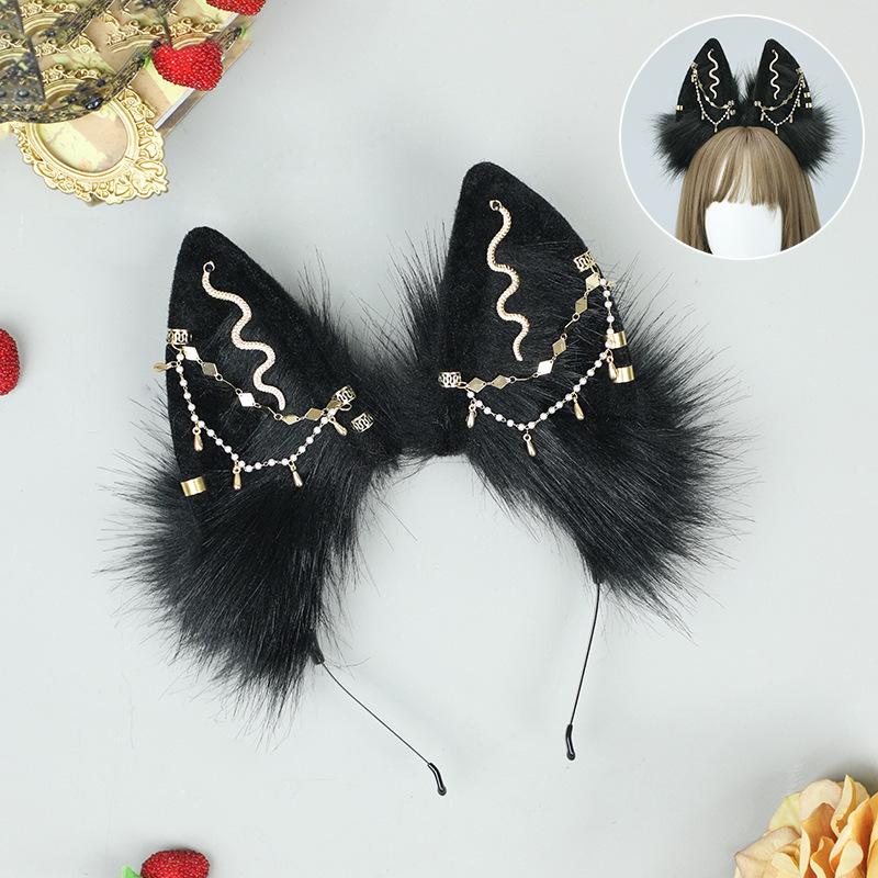 Dark Exotic Jackal Ears Headband Anubis cos Headgear Egyptian Exotic Jackal Ears KC