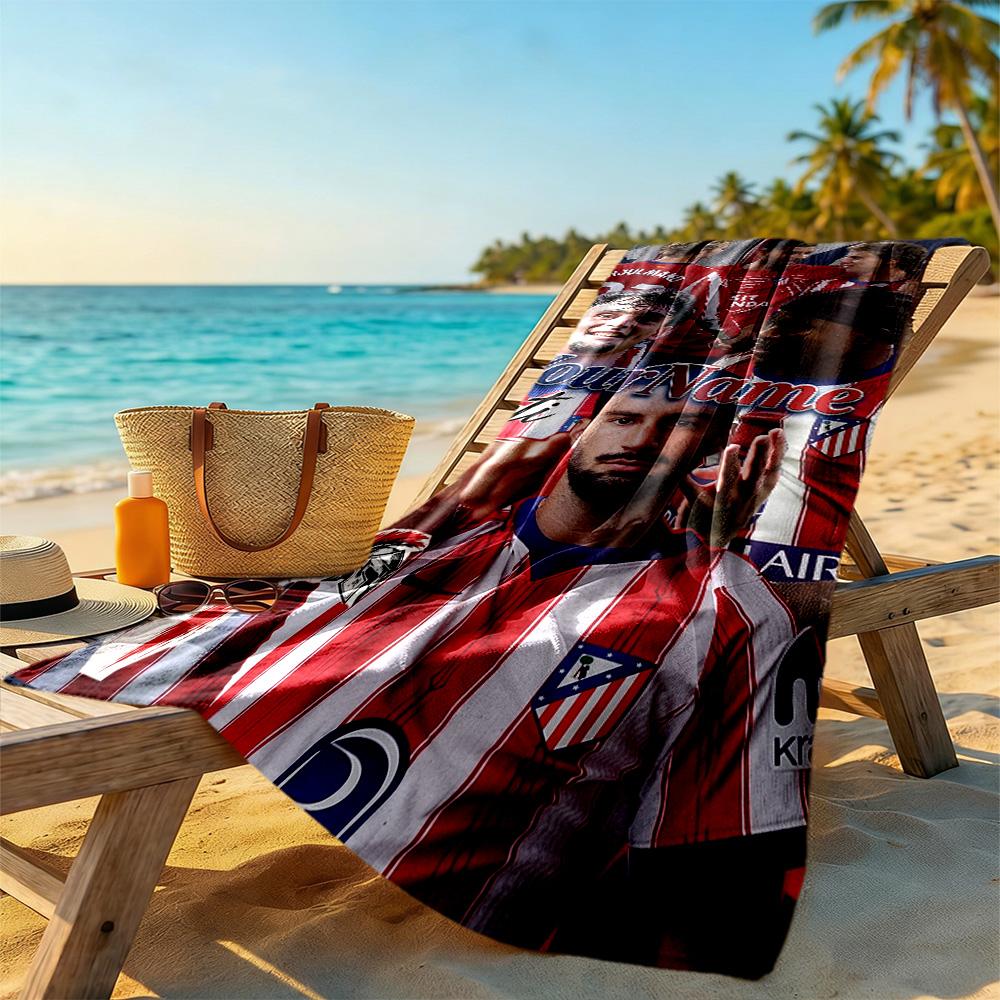 Atletico Madrid Customize Text Beach Towel Super Soft Microfiber Quickdry Fabric Suitable for Sports Travel Swimming Yoga Bathroom Beach And Pool