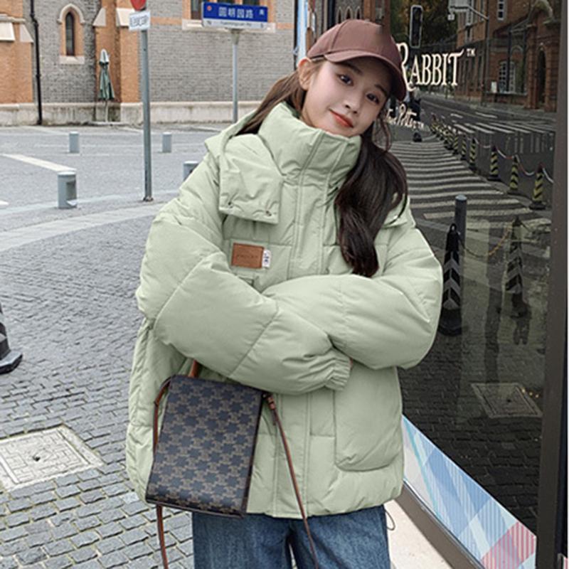 Autumn and Winter Down Cotton Jacket Korean Version Loose Hooded Short Cotton Jacket Fashion Women's Casual Warm Cotton Jacket