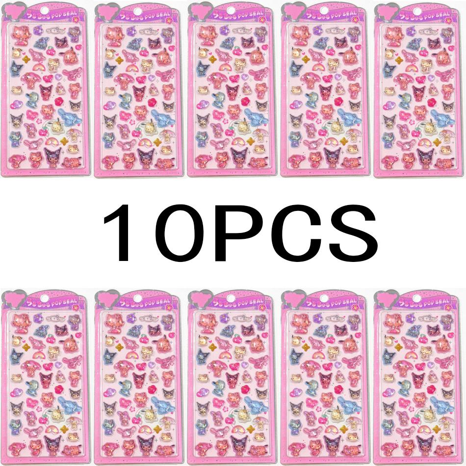 Best-Selling Minions Kuromi Melody Kt Cat Solid Three-Dimensional Crystal Sticker With Drip Adhesive Decorative Sticker