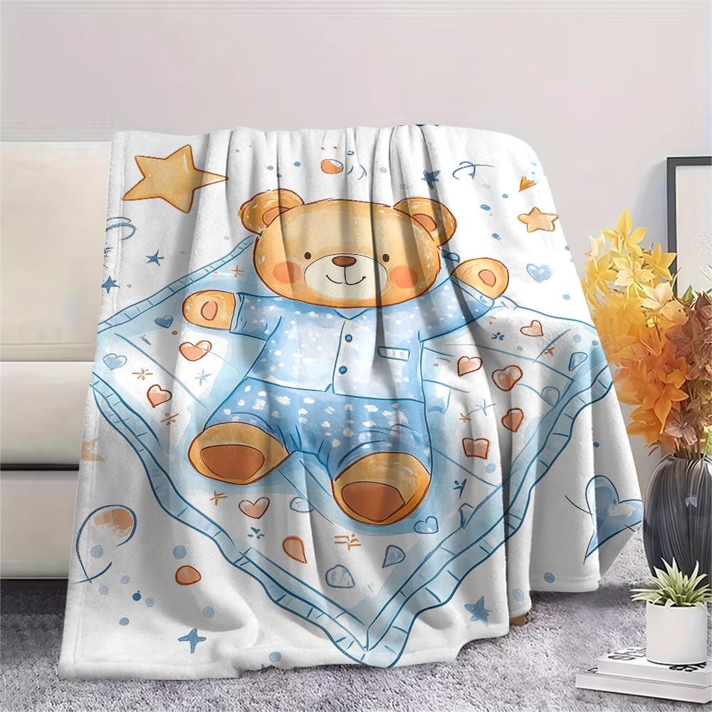 Princess and Little Bear Print Flannel Blanket,High Quality Comfortable for All Seasons,Home Decor,Warmth and Comfort,Perfect for Christmas Gifts