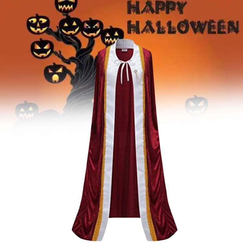 Unisex Velvet Halloween King Cape With Embroidery For Costume Parties