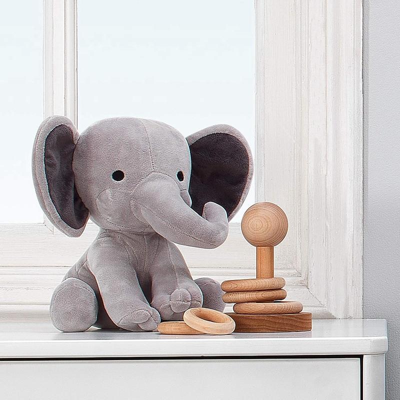 Peluche a forma di elefante grigio da 25 cm, animali kawaii, morbidi cuscini imbottiti per dormire, regali decorativi per la cameretta dei bambini
