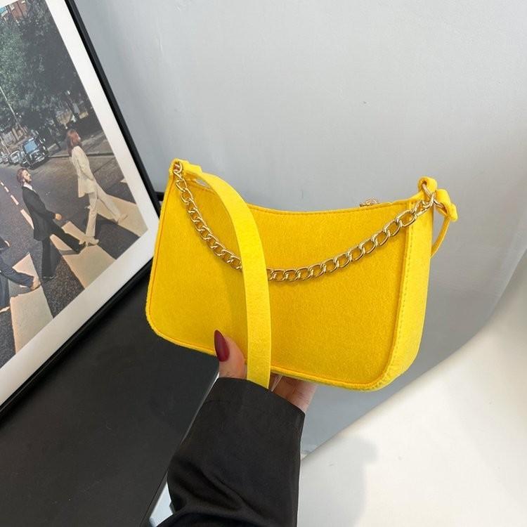 Stylish Pu Felt Tote Bag For Women In Khaki Black Pink And Lemon Yellow For Daily Use