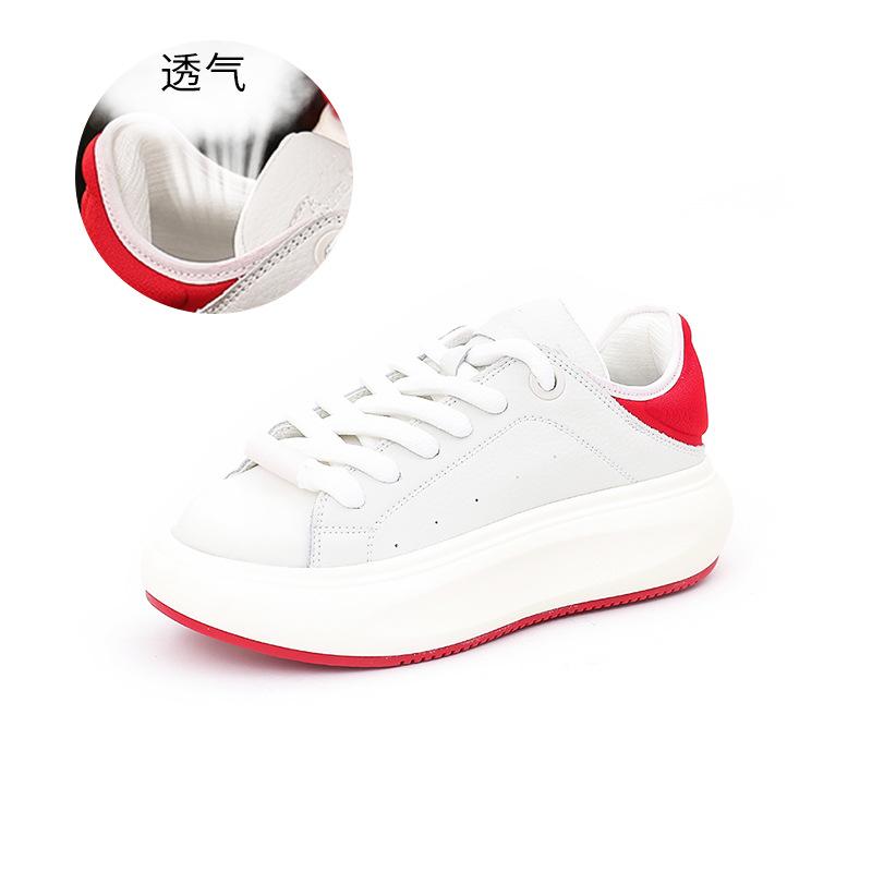 Suction Film Leather Women's Shoes 2025 Spring New Shoes Women's Platform Sports White Shoes Women's Versatile Casual Board Shoes Women