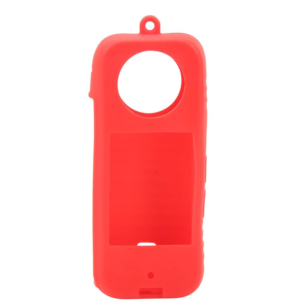 Panoramic Camera Protective Cover Silicone Anti Fall with Hand Strap Camera Body Lens Protector for Insta360 X3 Red
