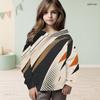 Girls Long Sleeve Hooded Pullover Abstract Printed Navy And White Sweatshirt