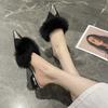 Fashion 2025 NEW High Quality Simple Fashionable Pointed Toe Block Heel Slippers Indoor Outdoor Wear Comfortable Half Slippers