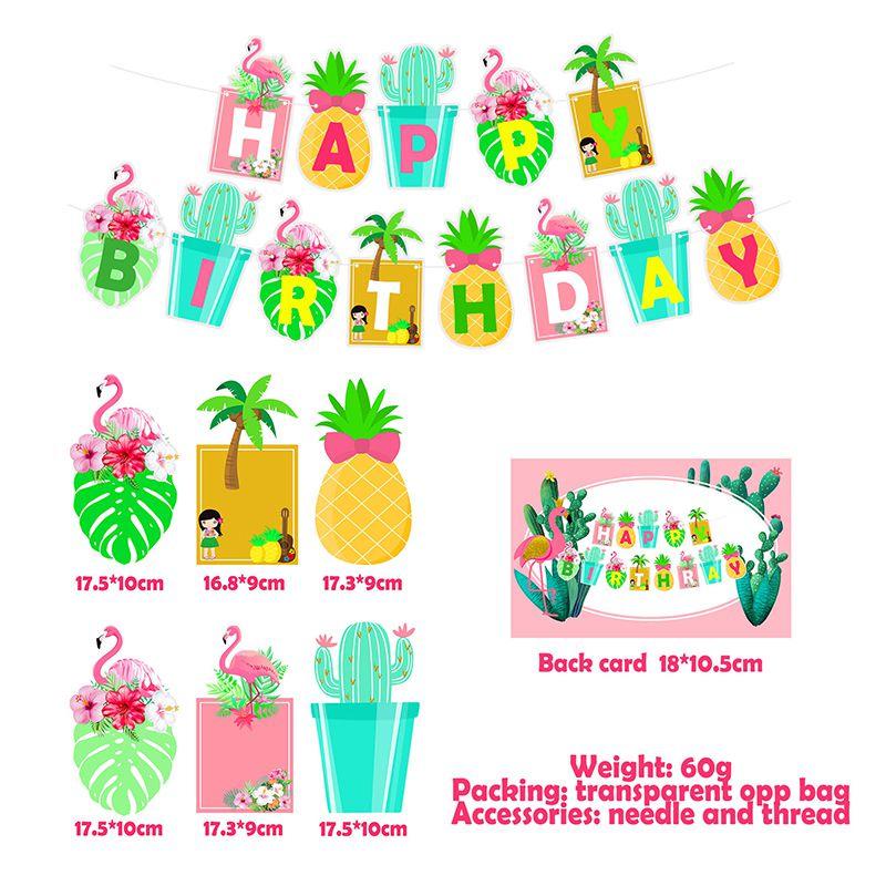 Exquisite Hawaiian Flamingo Cactus Pineapple Coconut Banner For Tropical Party Fun