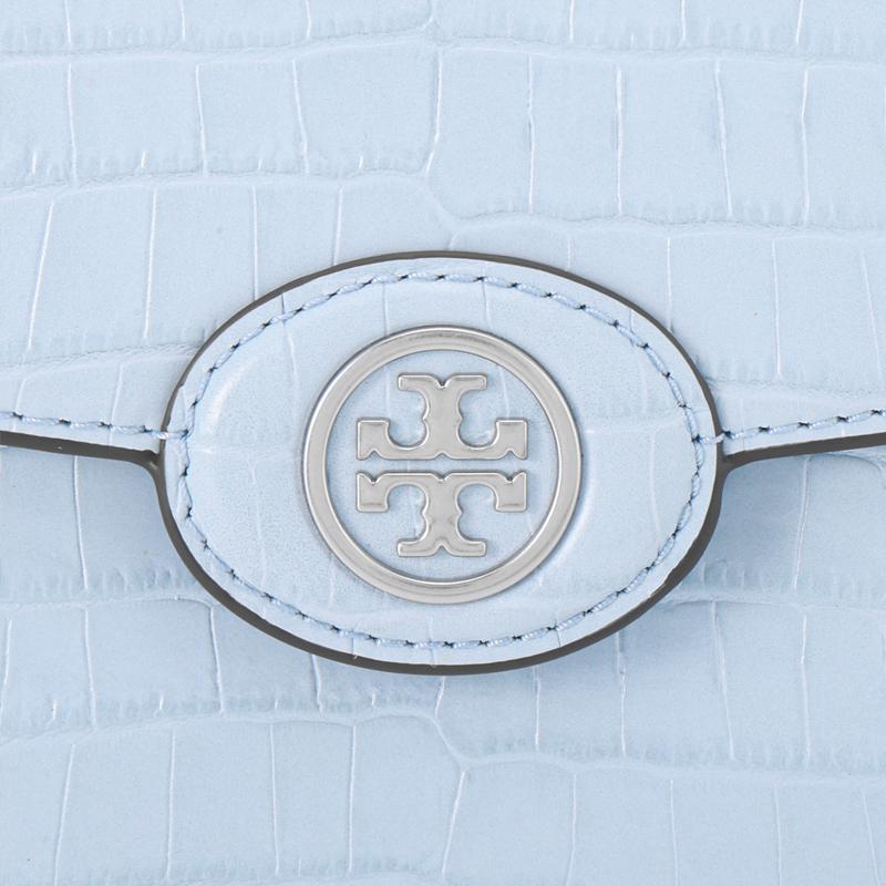 Tory Burch Robinson 21 Magnetic Flap Closure Crocodile Pattern Embossed Leather Handheld Crossbody Shoulder Bag Women Bags Mist-Blue 140610-403