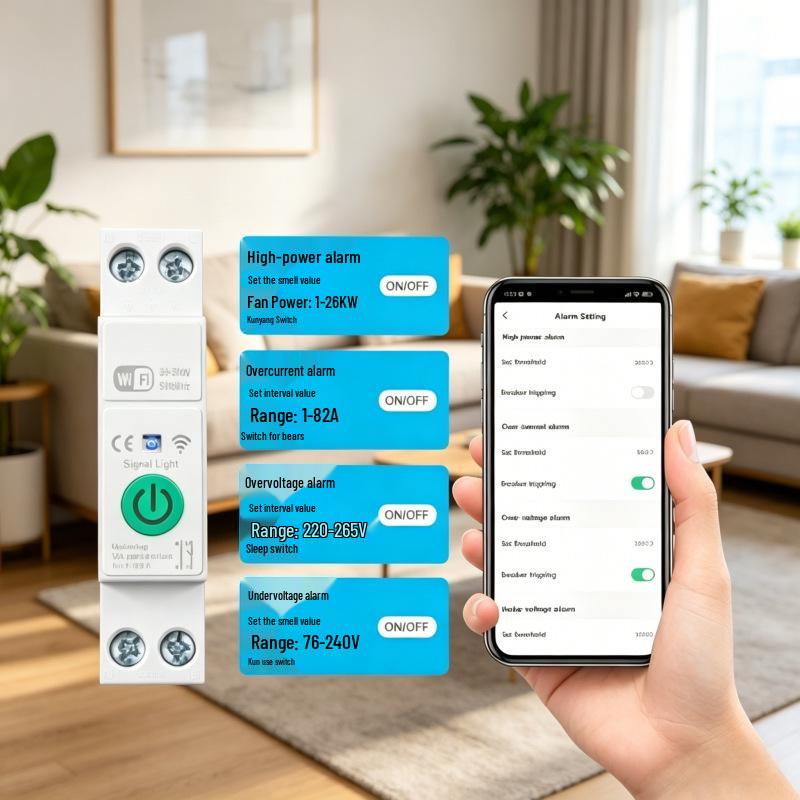 Smart WiFi Circuit Breaker with Voice Control & Electricity Metering (1-63A, Tuya App, Timer)