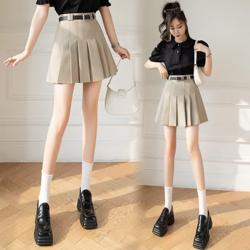 La Chapelle Basic Campus Style Pleated Mini Skirt XL
