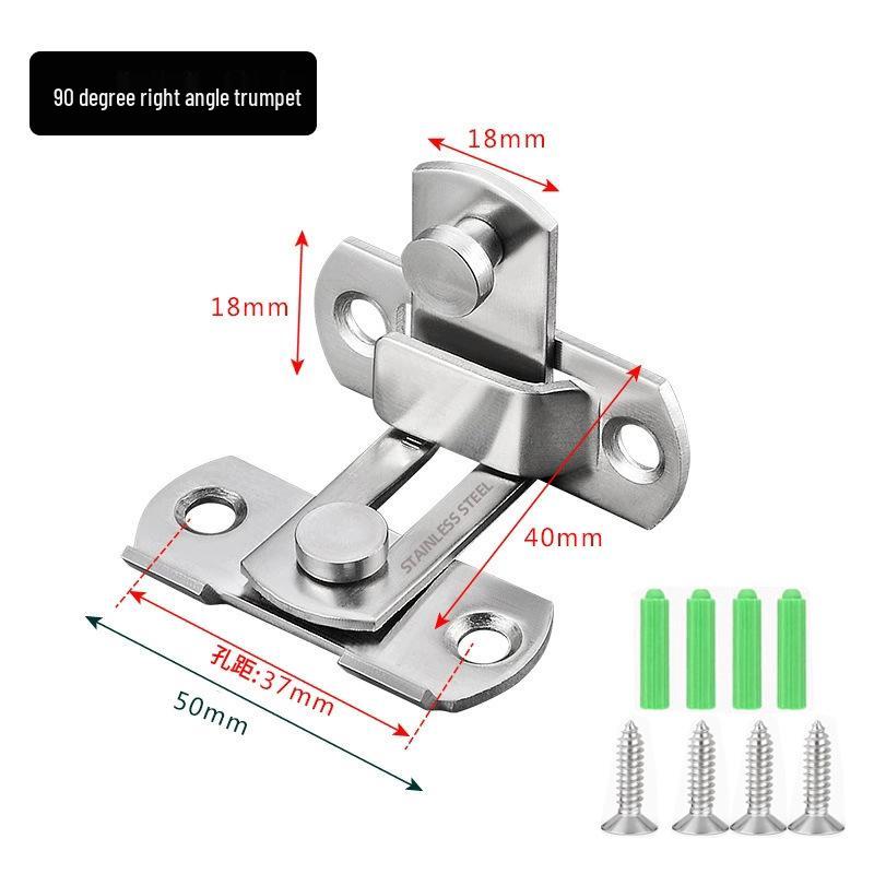 Stainless Steel 90° Right Angle Door Latch: Anti-Theft Sliding Bolt Lock