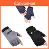 Mens Fall Winter Fleece Half Finger Gloves With Touch Screen For Outdoor Cycling And Running