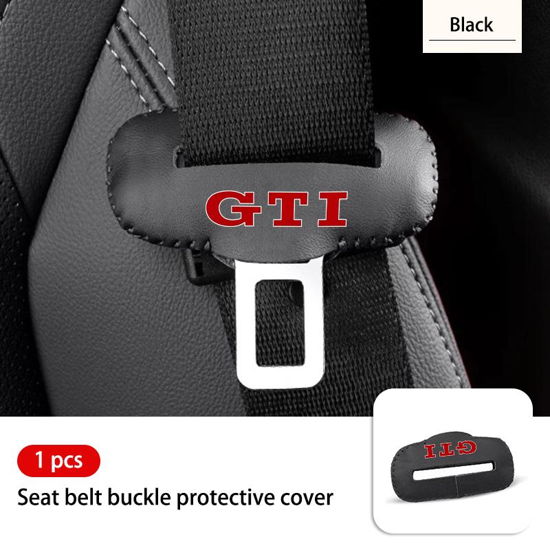 2/5pcs Leather Seat Belt Buckle Protective Cover Wear Resistant For Volkswagen VW Golf 4 5 6 7 GTI Tiguan Passat B5 B6 B7 CC