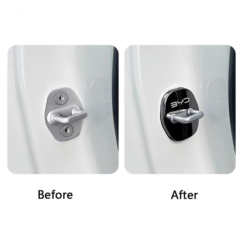 For BYD Dolphin 2023-2024 Metal Door Lock Covers for Automobiles Door Protection Cover Limit Device Guard Auto Supplies