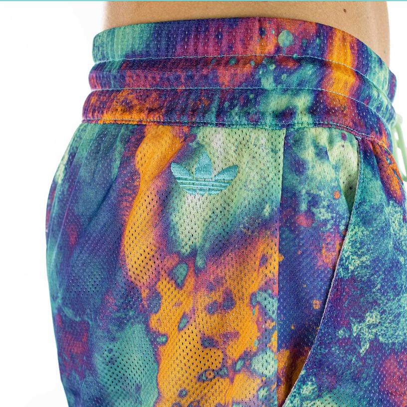 Adidas Originals Tie-Dye Logo Drawstring Casual Sports Shorts Men Bottoms Multicolor HT1653