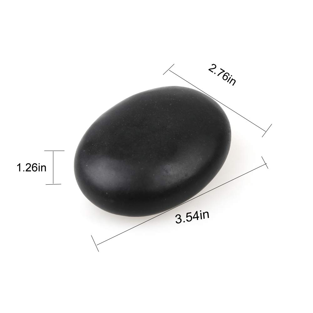 Windfulogo 2-Piece Large Hot Massage Stone Set Natural Lava Basalt Spa Massage Warm Stones Black 2.76 x 3.52 inches (7x9cm)