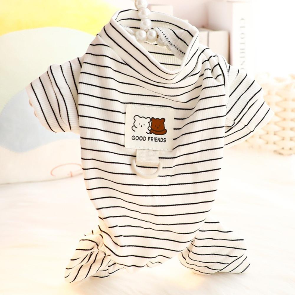 Breathable Puppy Overalls Soft Dog Hoodies Pet Accessories Striped Dog Pajamas  Bichon