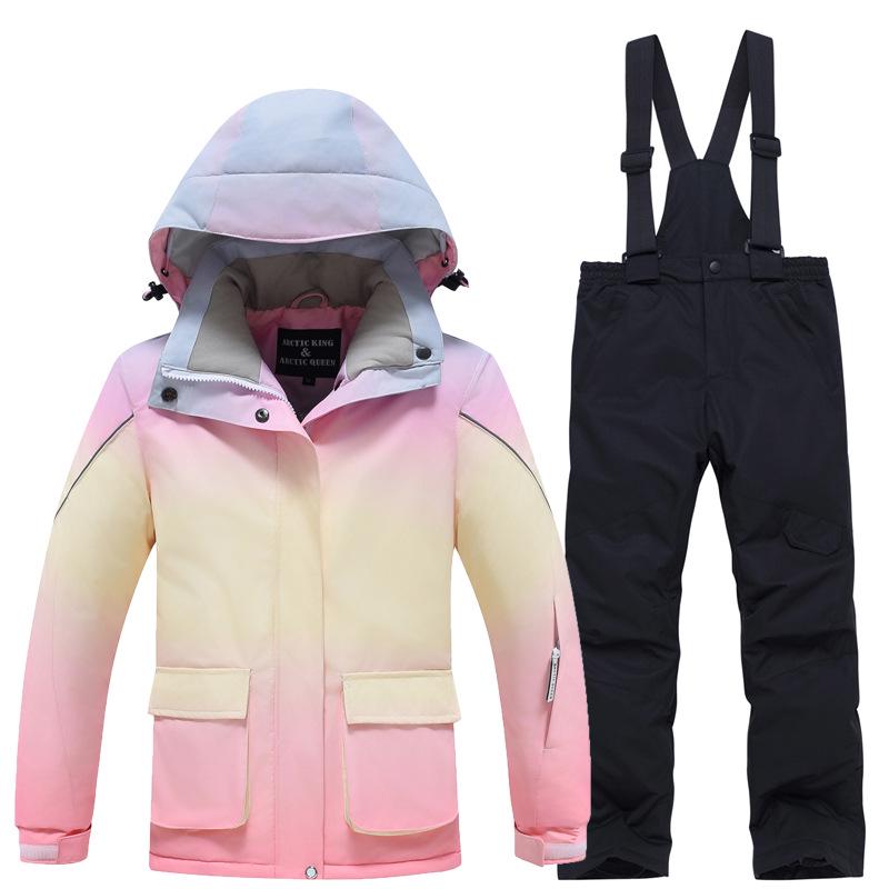 Girls' Winter Ski Suit: Windproof Waterproof Jacket & Pants Set