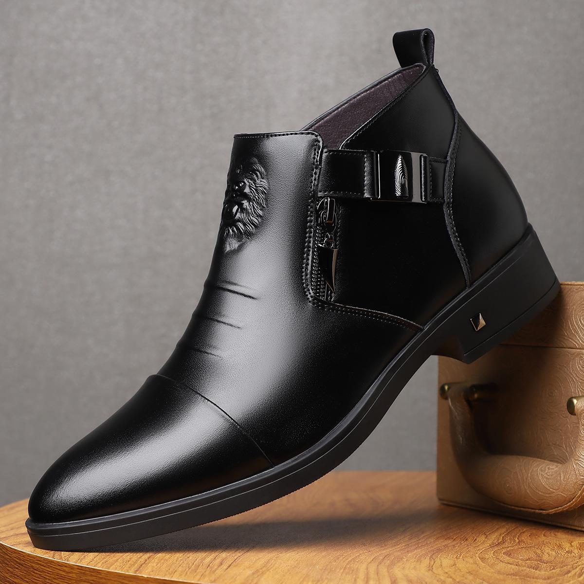 

New men s business casual leather shoes low-top British style pointed leather shoes fashion trend versatile leather shoes 48 чорний