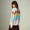 Chuyu Women's Dopamine Colorful Striped Round Neck Knit Sweater