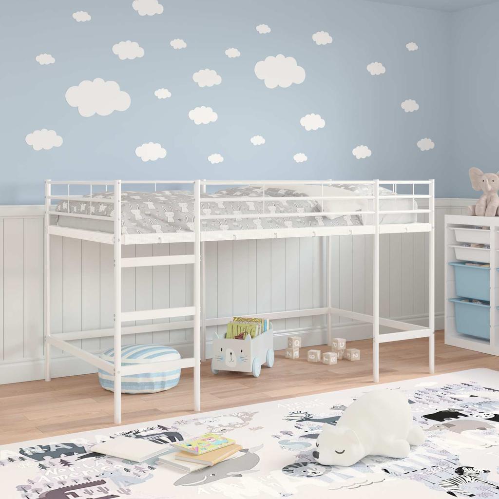 Kids Loft Bed White 79.5 X 200 Cm Steel