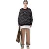 Coach Felpa da donna a manica lunga con girocollo, vestibilità ampia, casual, con stampa FW22, colore nero CF886-BK-BR