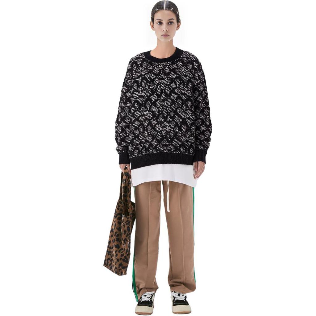 Coach Felpa da donna a manica lunga con girocollo, vestibilità ampia, casual, con stampa FW22, colore nero CF886-BK-BR
