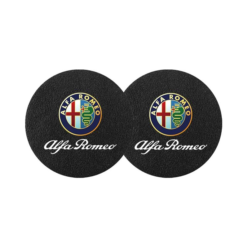 UHNPV1 TFLGX1 2Pcs Car Coasters Water Cup Mats Waterproof Slot Pads For Alfa Romeo 147 159 156 166 GT Giulietta Mito Giulia 8C Tonale Volante