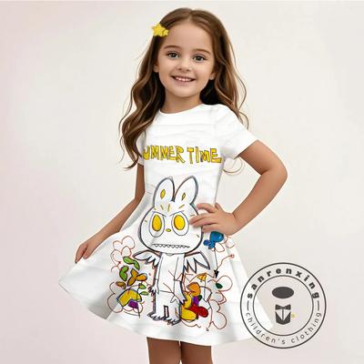 Kinder Mädchen L-LABUBU-A Sommerkleid 3D Druck Neue Mode Günstig Lässig 3 für 99 Cent Promo