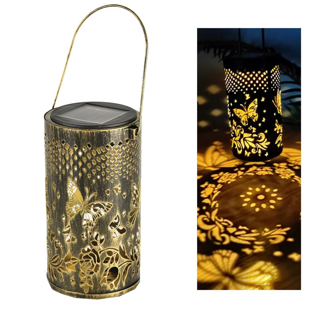 Sac taske Solarlaterne Gartenleuchte Wasserdicht Außen LED Gartenleuchte Warmweiß (Schmetterling)