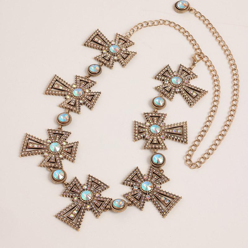 Water Drilled Silver Metal Waist Chain For Women With Cross Pendant Elegant Jewelry