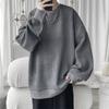 Men S Gray Jacquard Long Sleeve Loose Fit T Shirt For Spring Autumn