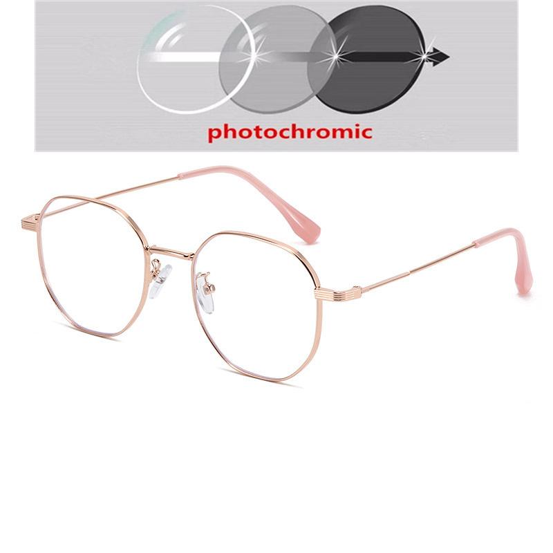 Metal Student Polygon Nearsighted Glasses For Women Men Rose Gold Frame Minus Sight Eyeglasses Prescription 0 -0.5 -0.75 To -6.0