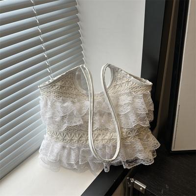 Niche Lace Tote Bag New High-value Simple Tote Bag Versatile Trend Commuter Shoulder Messenger Bag