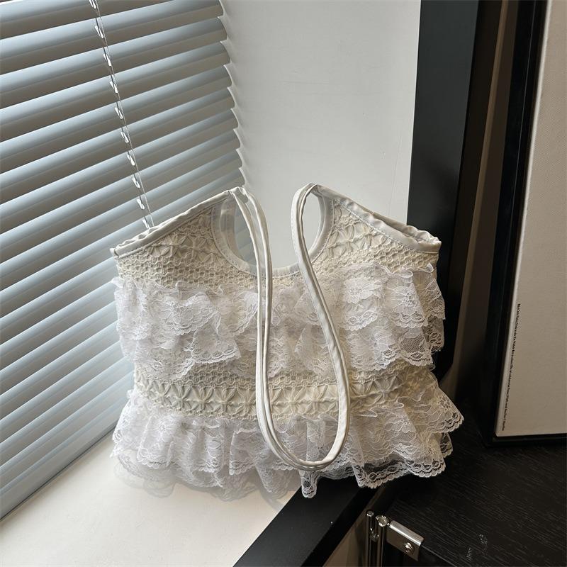 Niche Lace Tote Bag New High-value Simple Tote Bag Versatile Trend Commuter Shoulder Messenger Bag