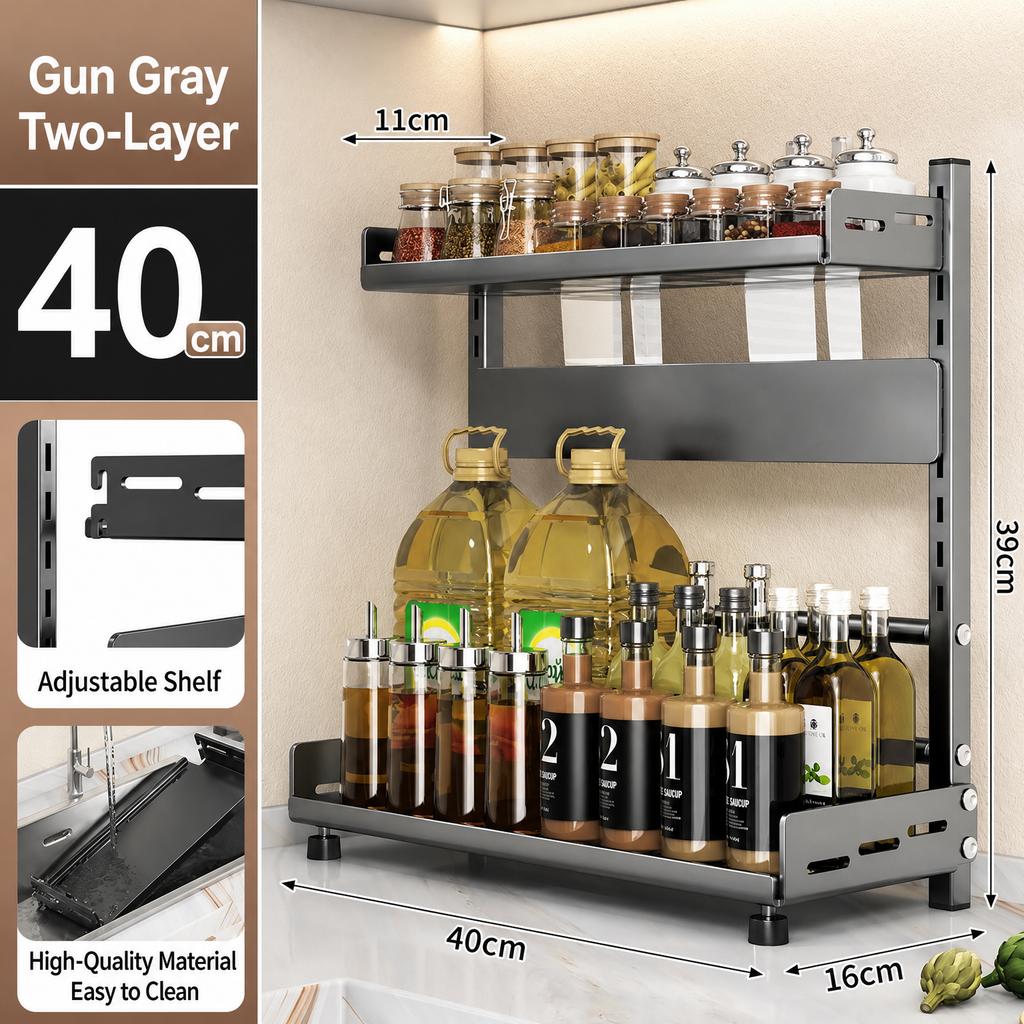 Kitchen Spice Rack Storage Organizer Countertop Knife Holder Modern Minimalist Carbon Steel