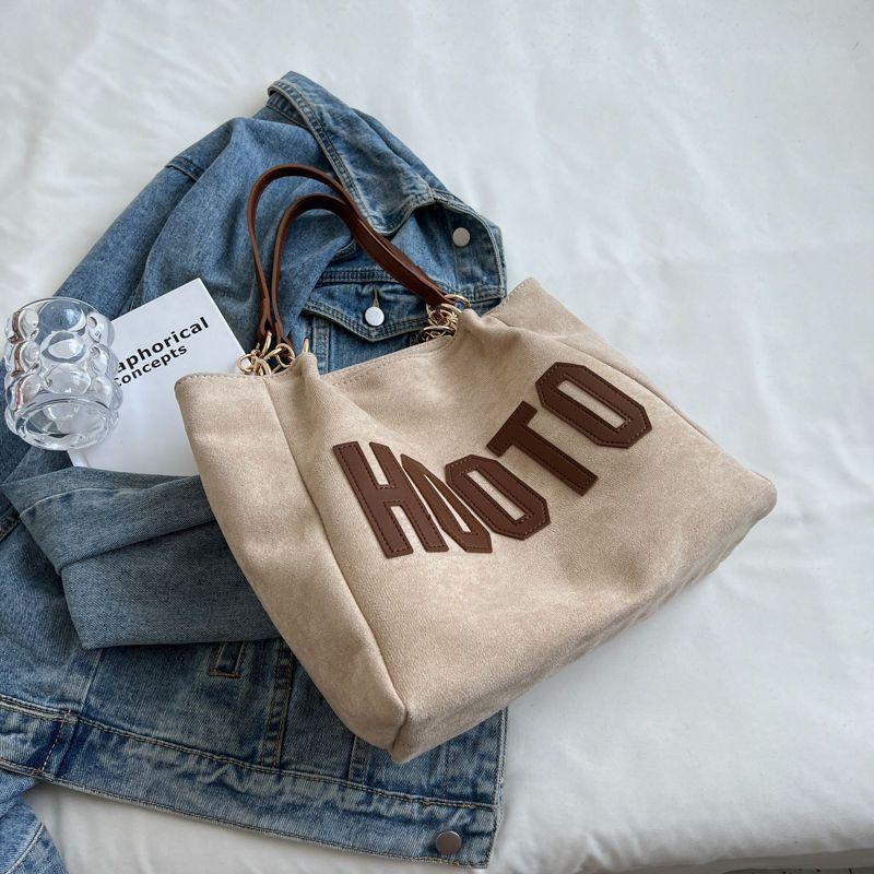 College Students Shoulder Canvas Bag Large Bag Women's Large Capacity 2025 New Summer Senior Sense Commuter Tote Bag