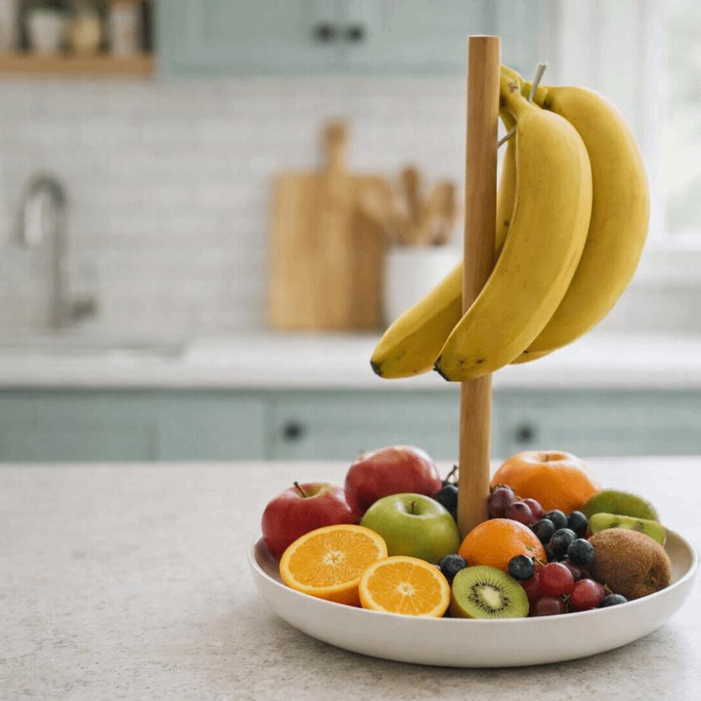 Plastic Fruit Basket with Hook Space Saving Banana Hanging Rack Creative Fruit Bowl  Entryway