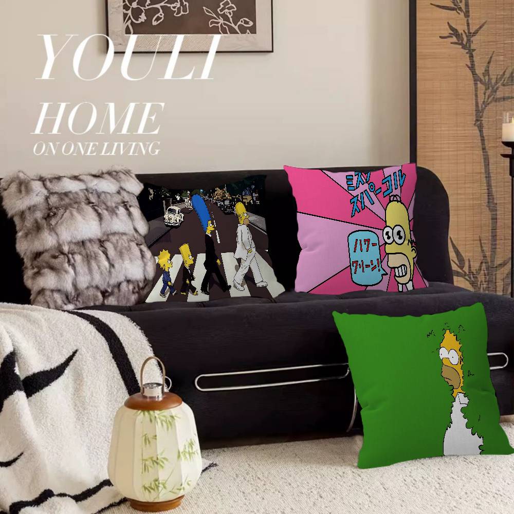Cartoon The S-Simpsons Cushion Cover Car Throw Pillow Case For Sofa Car Christmas Gift 40x40cm 45x45cm